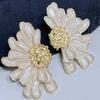 European and American Retro Floral Temperament Pattern Oil Dripping Flower Earrings For Women
