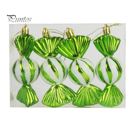 

4 шт. Рождественские украшения из конфет, блестящие подвесные украшения из конфет, яркие цветные конфетные подвески для украшения рождественской елки трава зеленый