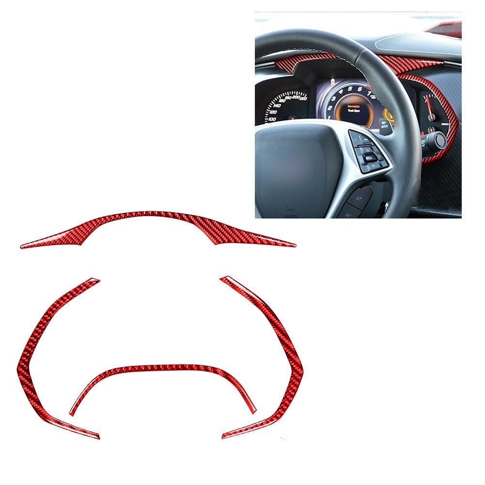For Chevrolet Corvette C7 14-19 Red Carbon Fiber trument Frame Cover Trim NEW