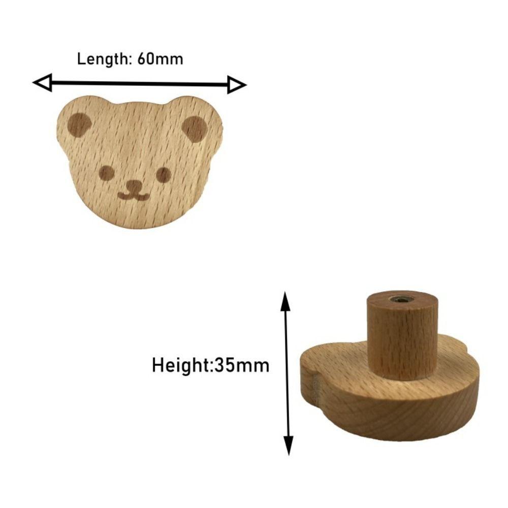 6 Pcs Wooden Wardrobe Knobs Drawer Handles Furniture Handle Wardrobe Knobs Cute Bear Handle  Closet