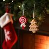 Holiday Hanging Ornaments 4 Pcs Gingerbread Christmas Ornaments, Candy Cane, Tree, Lollipop, Hand Painted Resin Crafts Man Xmas Tree Decoration