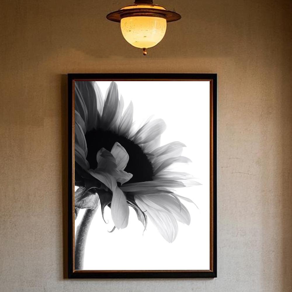 Black And White Art Plant Flower Poster HD Art Sticky Wall Waterproof Home Living Room Bedroom Bar Aesthetic Decoration