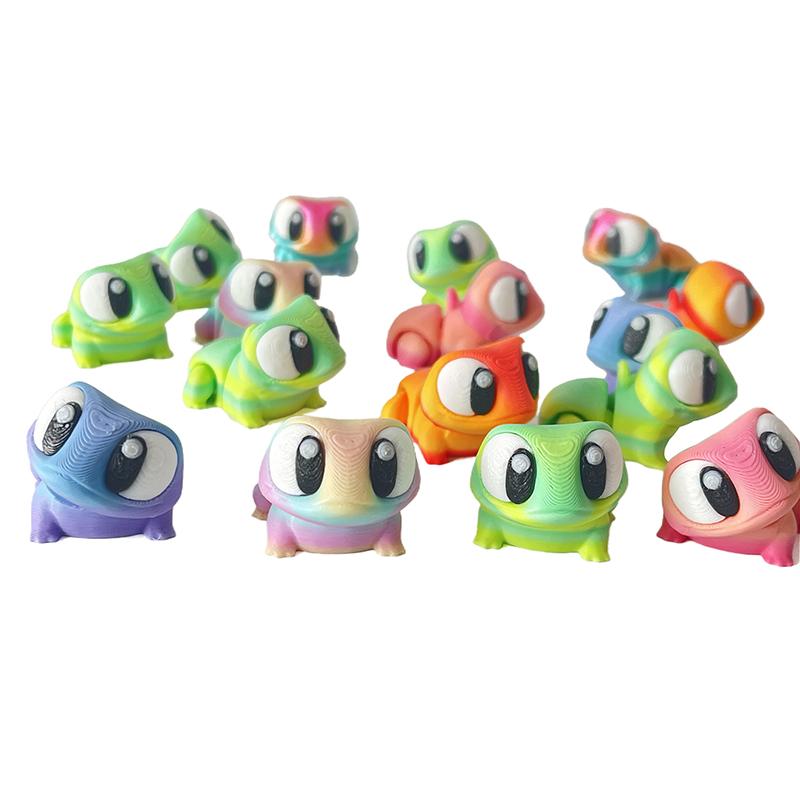 3D-gedruckter mehrgelenkiger Frosch Cartoon Friedhof Frosch Posenfähig Großäugiger Frosch Deko Statue Desktop Dekoration Ornament Mini Geschenk
