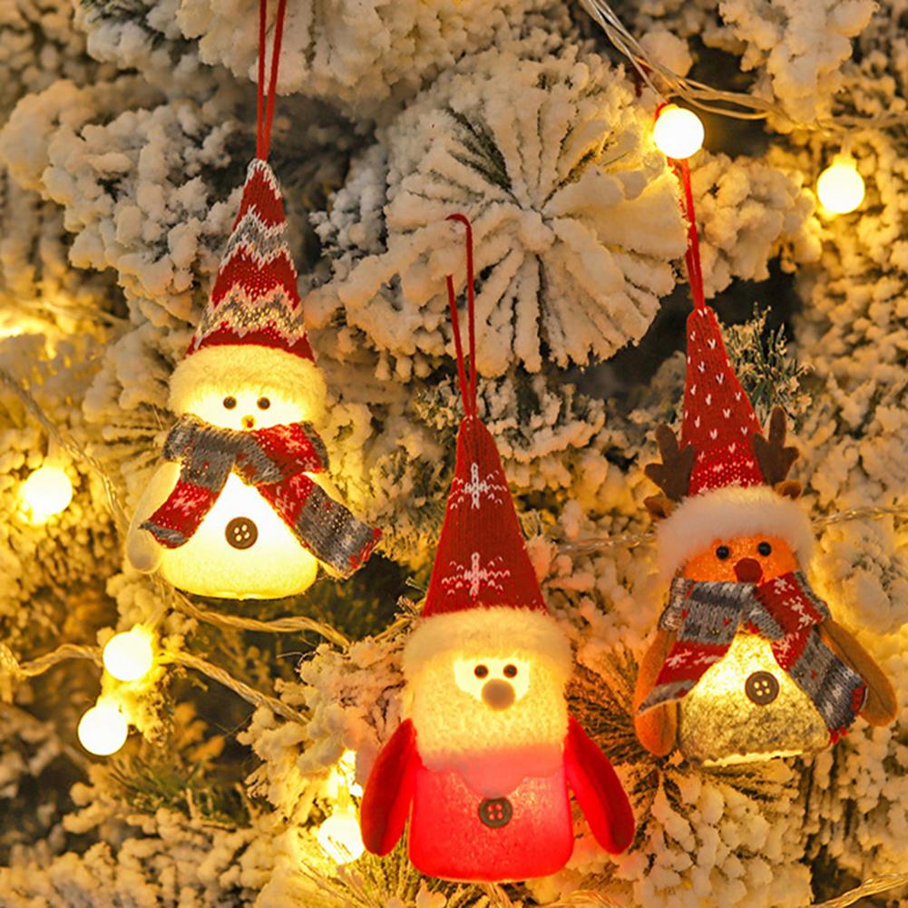 Christmas Gnome Hanging Ornaments with Lights Handmade Design with LED light for Shelf Table Fireplace Christmas Tree