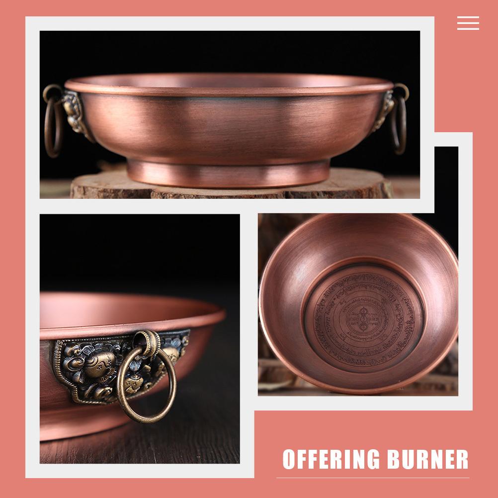 

Copper Offering Plate Exquisite Design Retro Home Decoration Incense Ash Container Multi-Use Tribute Offering Burner CHINA