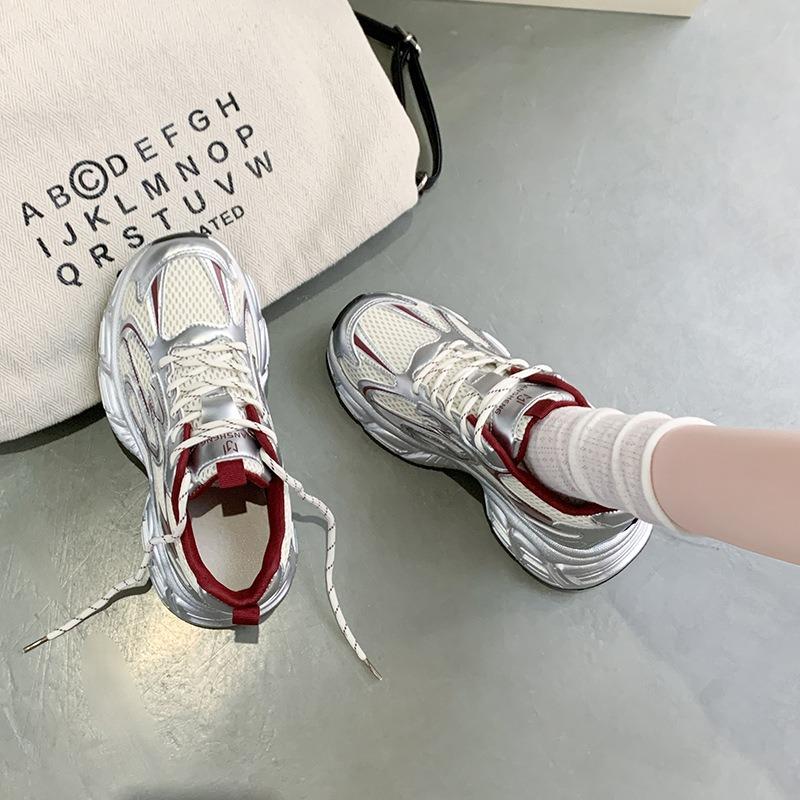 Muffin Sole Silver Dad Shoes Women's New Spring Shoes Platform Women's Shoes Heightening Casual Shoes Summer