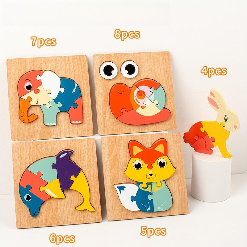 1PC Toddler Puzzles Set , Wooden Puzzles for Kids  Educational Animal Shape Color Matching Game & Color Toys Early Learning Preschool Educational Gift