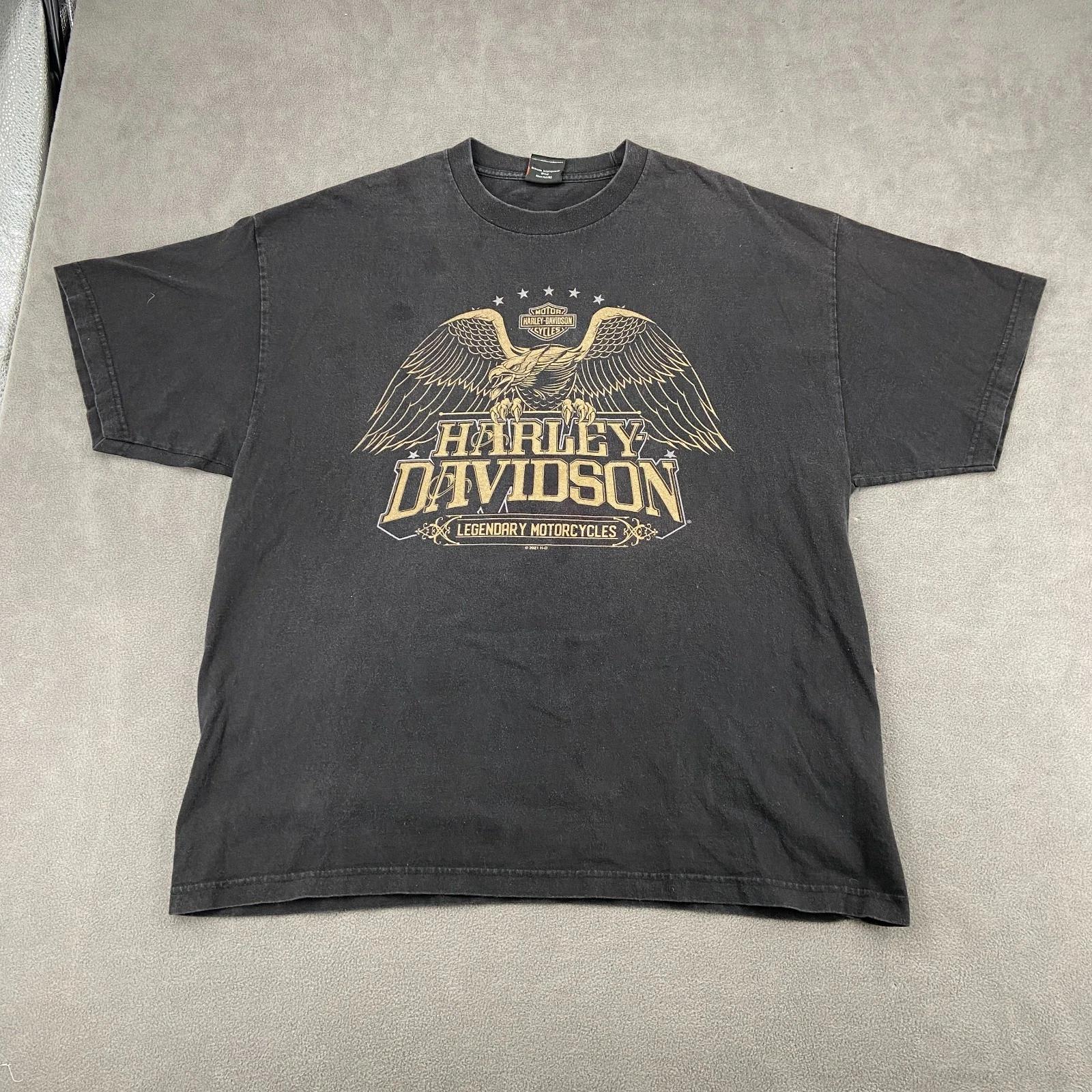 Y2K Harley-Davidson Appalachian Mechanicsburg, PA T Shirt Sz XL Black Eagle 4XL