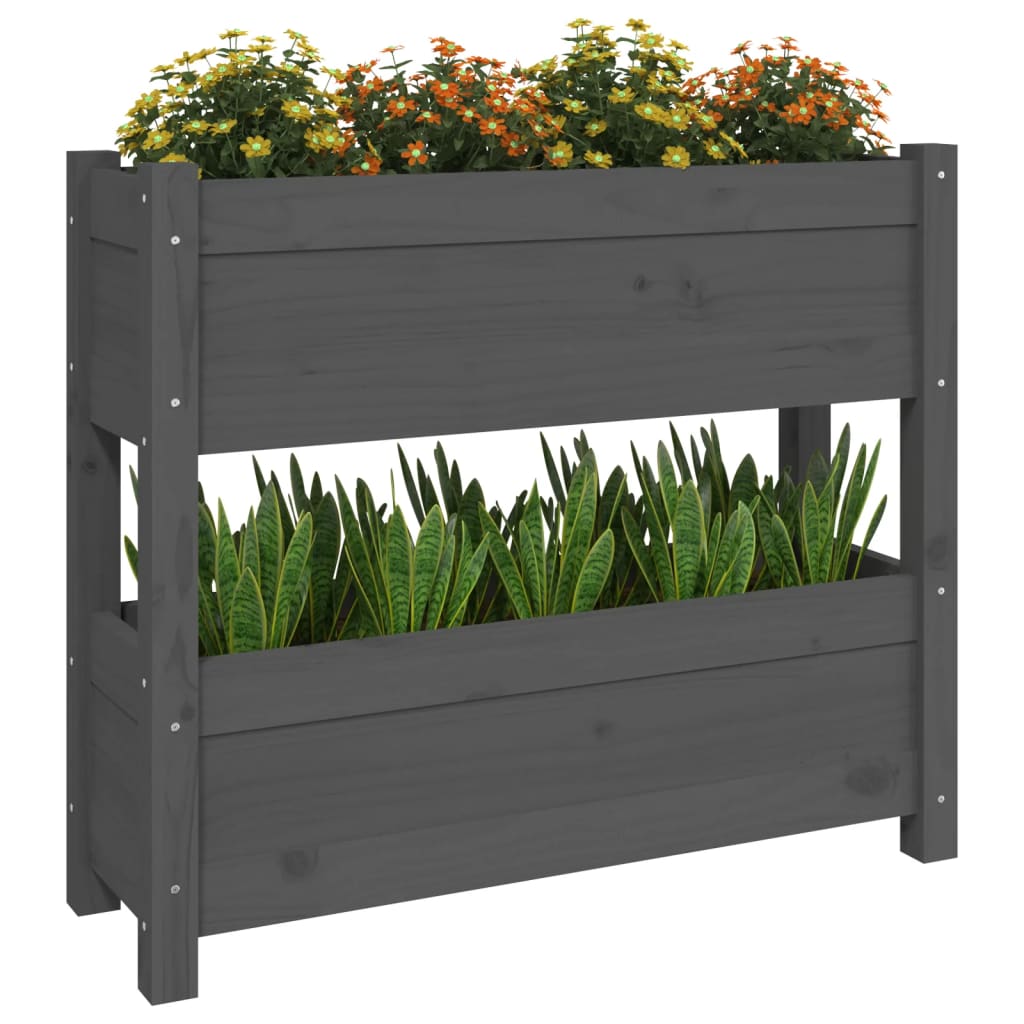 Plant Pot Gray 77 X 25 X 66 Cm Solid Pine Wood
