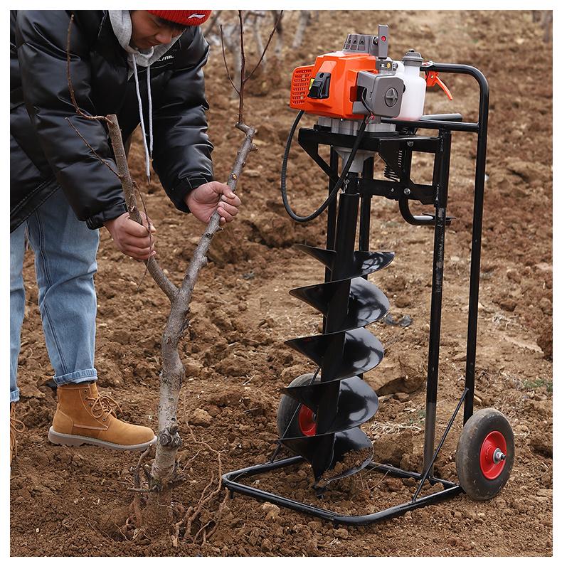 Gasoline-Powered Auger: Small Hole Digging Machine for Soil, Concrete, Tree Planting, and Fertilizing