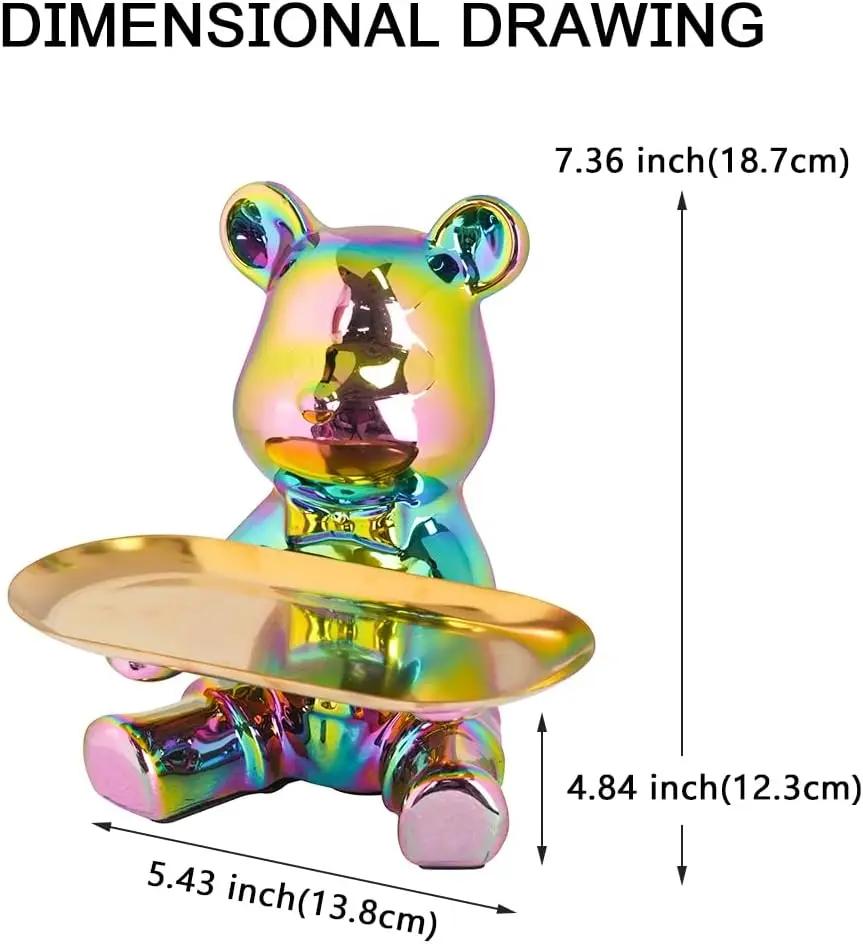 Aesthetic Bear Figure Car Key Holder Support Statues Plating Resin Violent Bear Sculpture Figurine Entrance Decoration Ornament