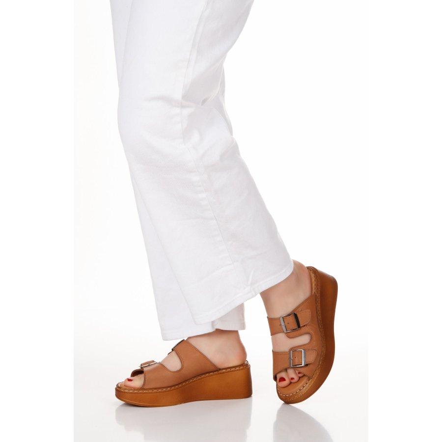 Women's Genuine Leather Wedge Heeled Casual Summer Slippers Clogs