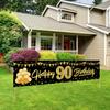 Yoaokiy Happy 90th Birthday Banner Decorations for Women Men, Black Gold 90 Birthday Yard Banner Party Supplies, 90 Year Old Bday Theme Party Sign