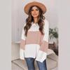2025 New Style Plus Size Women’s Round Neck Color Block Striped Loose Knit Sweater