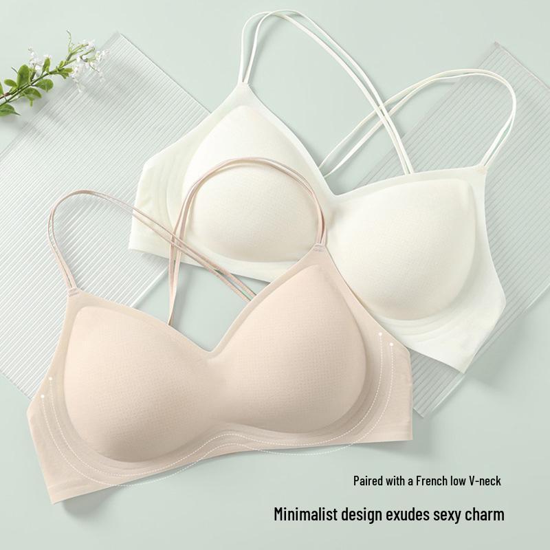 Ice Cream Backless Seamless Wireless Bra - Comfortable Women's Criss-Cross Thin Strap with Fixed Cup