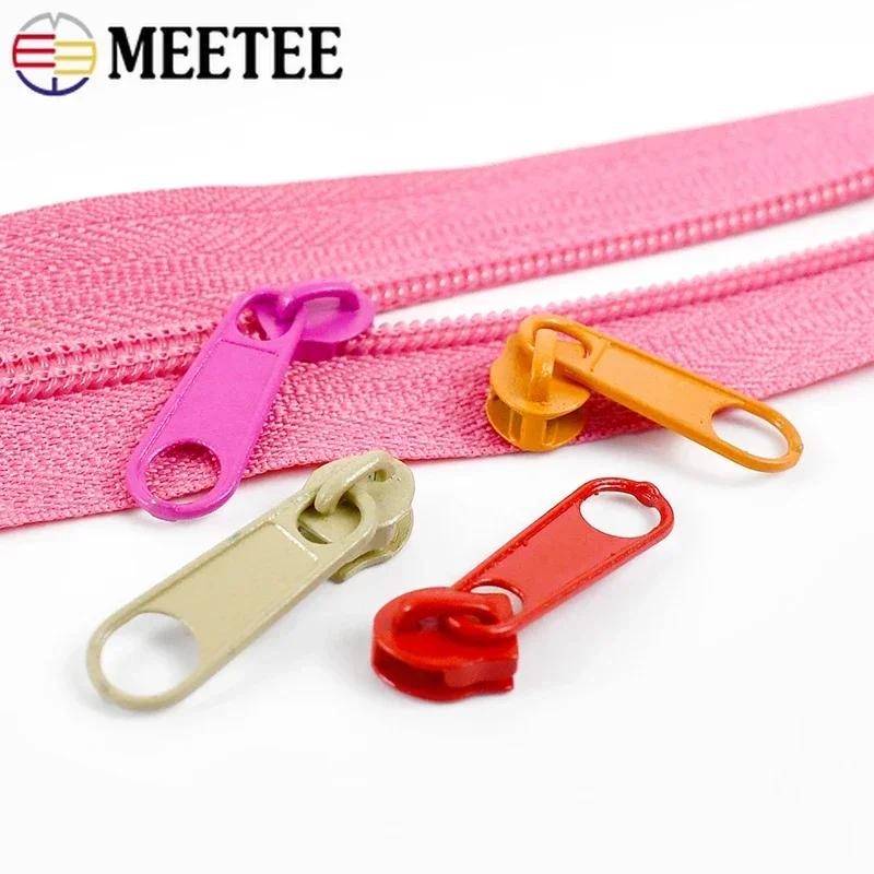10/20/50Pcs 3#5# Meetee Rainbow Nylon Zipper Slider Backpack Jacket Zips Heads Decorative Zip Puller Repair Kit Sewing Accessory