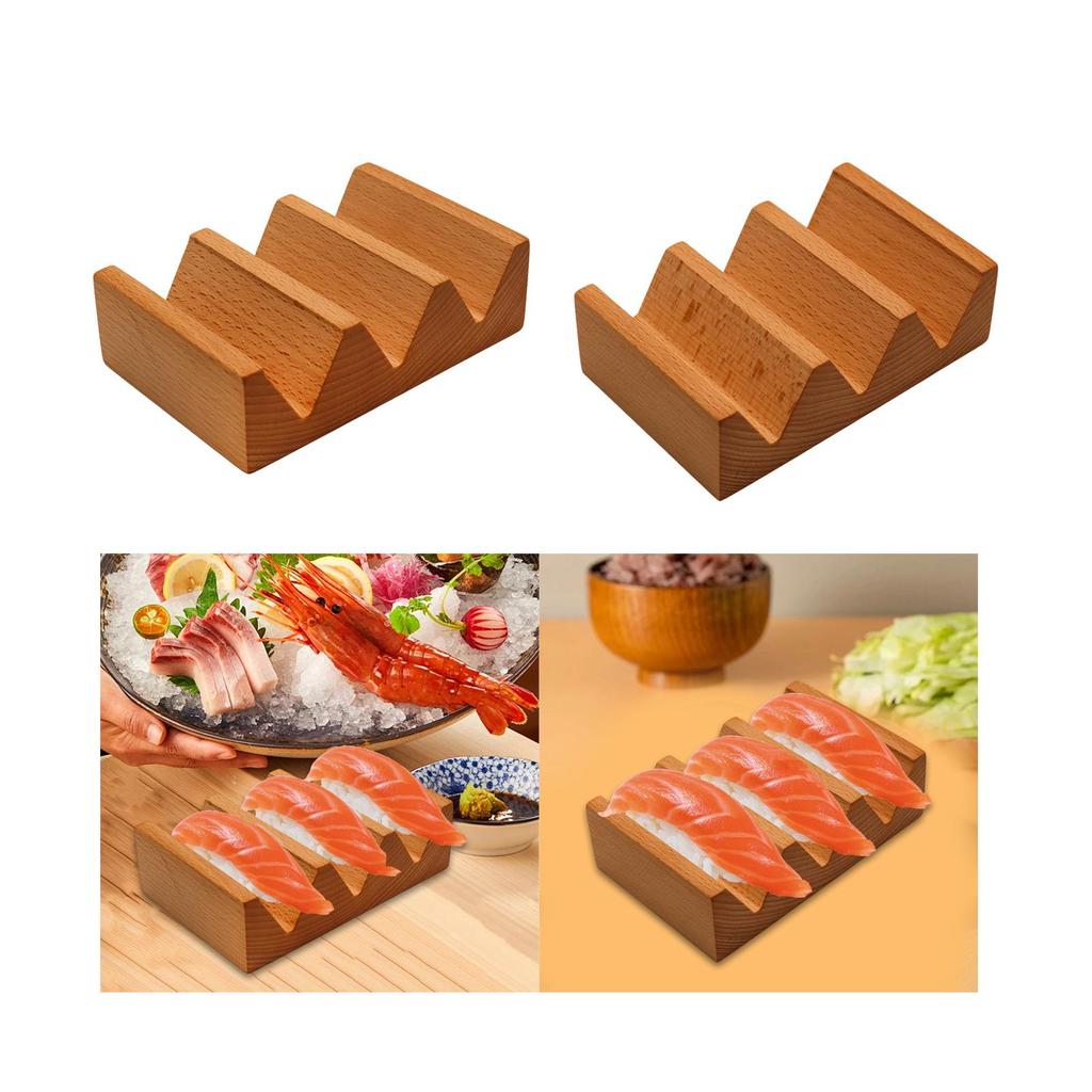 Wood Sushi Tacos Holder, Display Stand Rustic, Multifunctional Novelty, Serving Tray, Sushi Hand Roll Holder for Themed Party