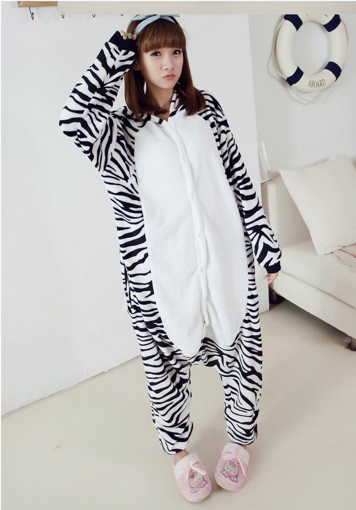 Dorawithme Zebra Kigurumi Animal Kigurumi Adult Sleepwear, Full Body Type, Halloween, Unisex (L (171cm-180cm))