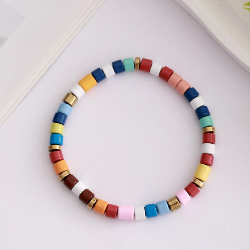 Trendy New Arrival Alloy Colorful Beaded Collarbone Necklace Beaded Chain Bracelet Jewelry Set for Women