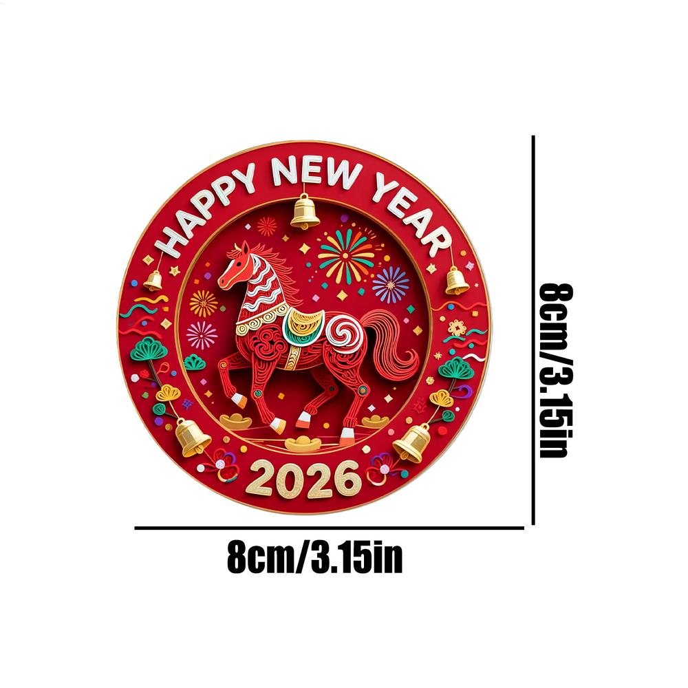 2026 New Year Decorations Magnetic 2D Flat Acrylic Horse Sticker Chinese Animal Refrigerator Magnet For Door Locker Cabinet 8cm