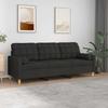 Vidaxl 3-Seater Sofa With Cushions, Black, 180 Cm, Fabric