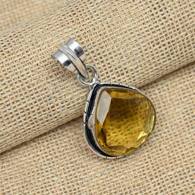 Citrine Topaze Belle Pierre Précieuse Solide 925 Sterling Argent Bijoux Faits À La Main Pendentif