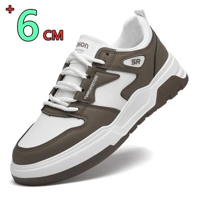 Wygodne Męskie Buty Podwyższające Wysokość, Sneakersy dla Mężczyzn na Płaskiej Podeszwie / 6CM Ukryte Koturny, Sportowa Moda, Wewnętrzne Buty Podwyższające