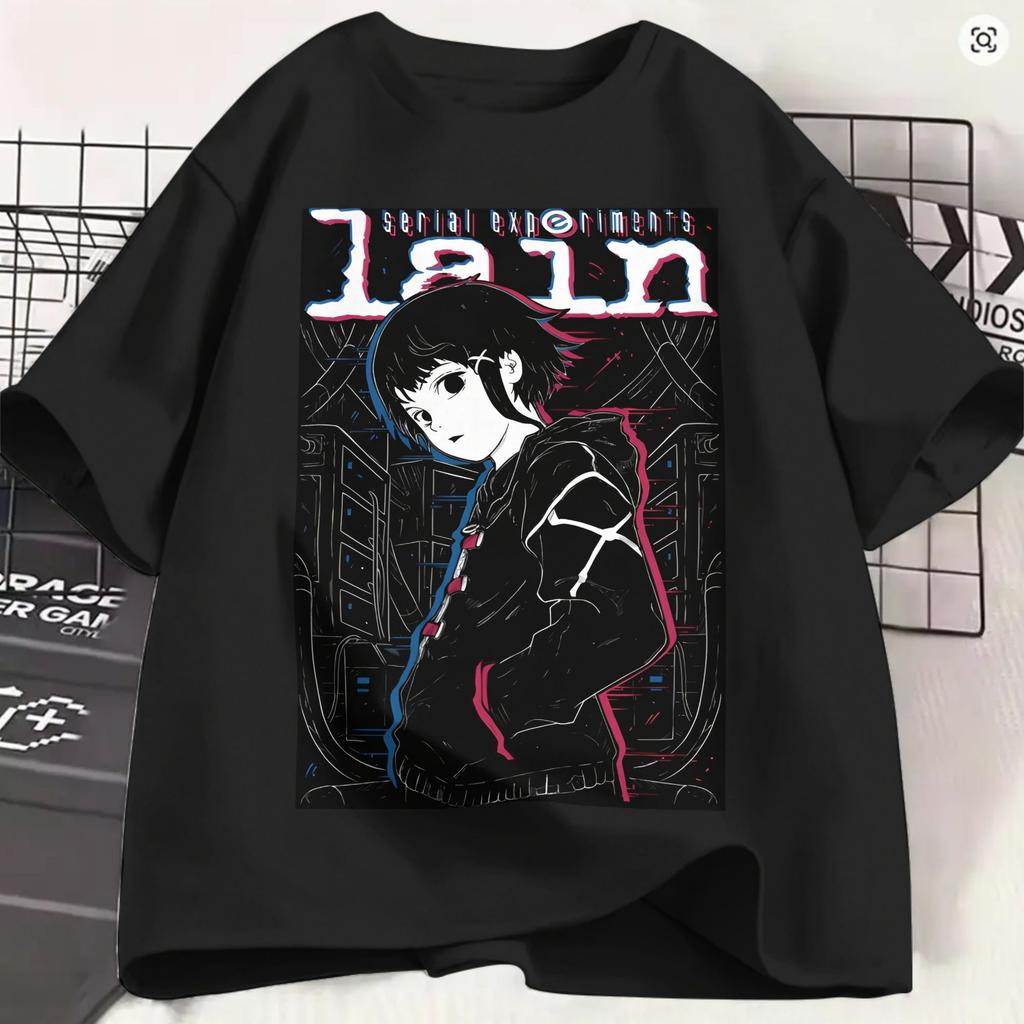 Serial Experiunisexts Lain Tshirt Summer 100 Cotton T Shirts For Unisexs Fashion Print Tshirt Short Sleeve Y2k Funny Tees