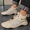 Men's High-Top Autumn Casual Leather Shoes - Genuine Leather, Soft Sole, Work Boots, Outdoor, Plus Velvet Cotton Lining