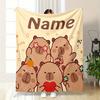 Customizable Name Guinea Pig and Capybara Flannel Blanket, Suitable for Sofa, Bed, Birthdays, Children, Friends, Gifts