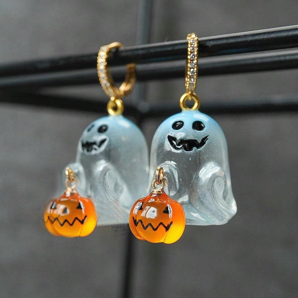 1 Pair Ghost Cartoon Earrings, Cute Ghost Earrings For Halloween Party