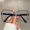 Large Square Frame Clear Lens Glasses Color Block Fashion Decorative Glasses Computer Spectacles For Women Men   hombre