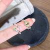 Small Fresh Color Treasure Olive Green Fish Tail Inlaid Zir*****Pen Ring Light Luxury Niche Design Stacked Ring Woman