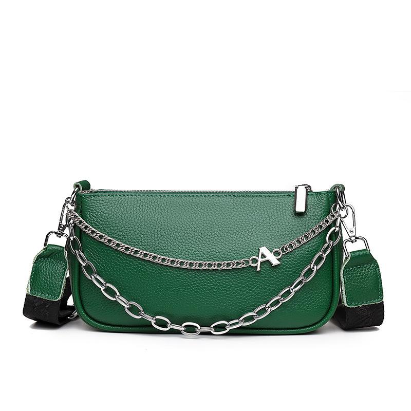 Genuine Leather Women'S Bag Trendy Fashion Simple Chain Shoulder Messenger Bag First Layer Cowhide Small Bag