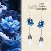 925 Sterling Silber Lotus Ohrringe mit Hetian Jade für Damen - Retro Chinesischer Stil Nachgeahmtes Cloisonné.