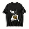 Street Style Französische Bulldogge Ausrüstung Halskette Druck Lässiges T-Shirt Reines Baumwoll-T-Shirt