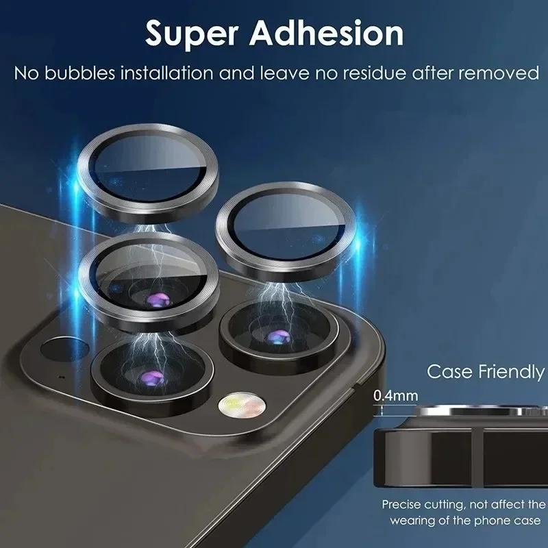2-3Pcs Camera Lens Protector For IPhone 12 13 14 15 Pro Max 13 Mini Metal Ring Protector Glass Camera Lens For IPhone 14 Pro Max