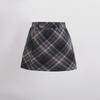 2025 Autumn/Winter Girls' High Waist Wool Plaid Skirt, Korean-Style Fashionable Slimming Short Skirt