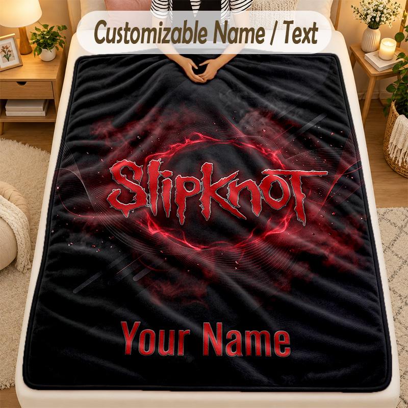 Flannel BlanketSlipknot Custom Name Text Personalized Soft Warm Throw Blanket Home Decor Gift