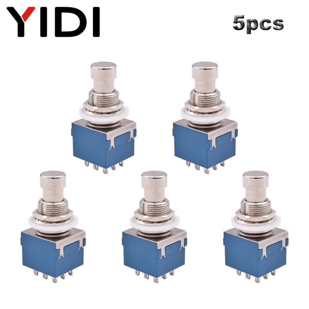 

5pcs 10pcs 9 Pin 3PDT Guitar Effect Pedal Push Button Footswitch Solder Terminal Latching Stomp Foot Control Switch True Bypass ON-ON Latching
