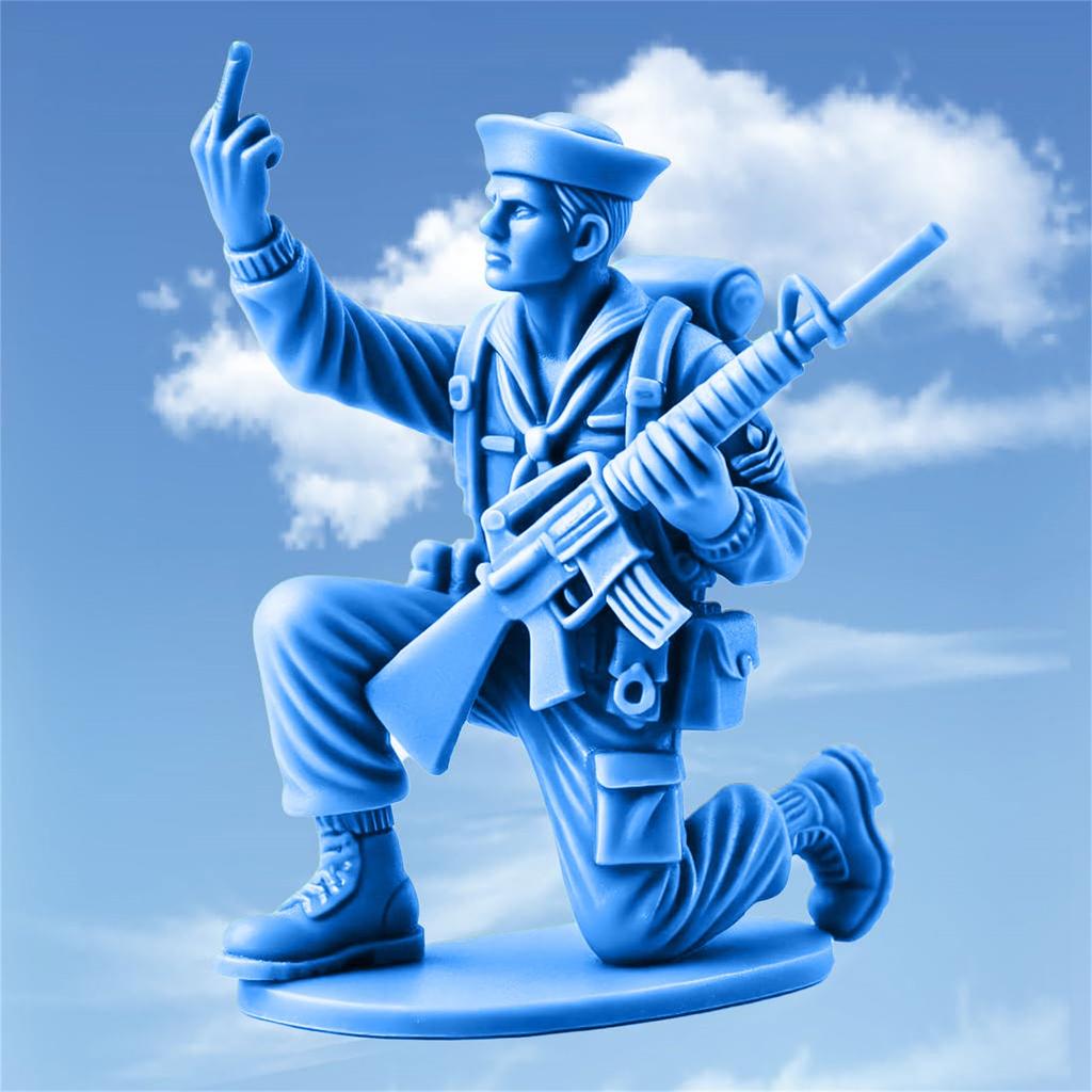 Funny Soldier Giving The Middle Finger Statue Desktop Ornaments Green Military Blue Navy Man Middle Finger Plastic Figures Toy
