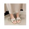 Women's Summer Flat Square-Toe Slide Sandals, Fashionable Outdoor Casual Footwear, Available In Large Sizes.