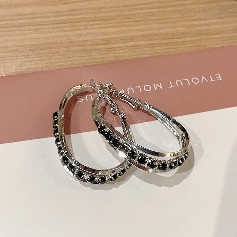 

111 silver needle circle earrings women s new trendy light luxury niche design zircon earrings temperament high-end earrings 925 silver needle