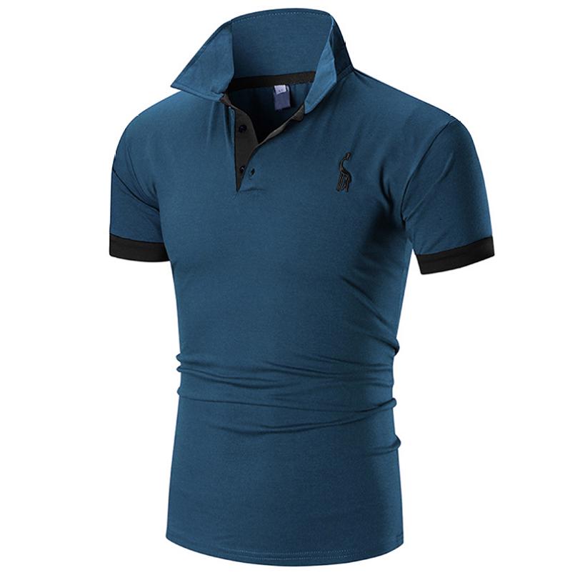 10 Colori Qualità di Marca Cotone Polo Uomo Ricamo Polo Camicia Giraffa Uomo Casual Patchwork Top Maschili