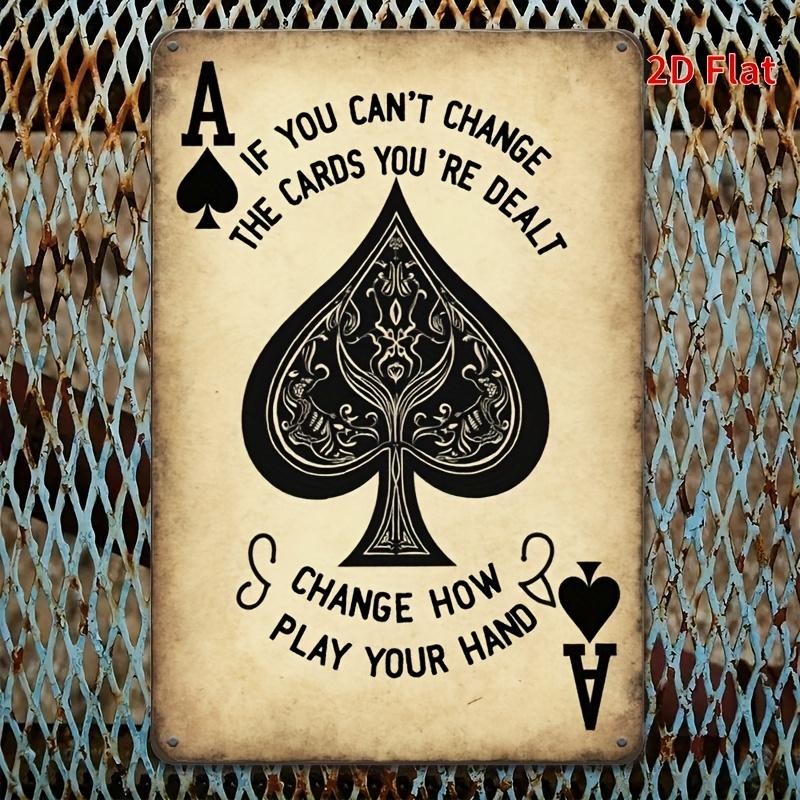 1Pc Iron Wall Art, "Ace of Spades" Playing Cards Design, Rustic Decor for Home Bar, Cafe - High-Quality Print for Room Decor