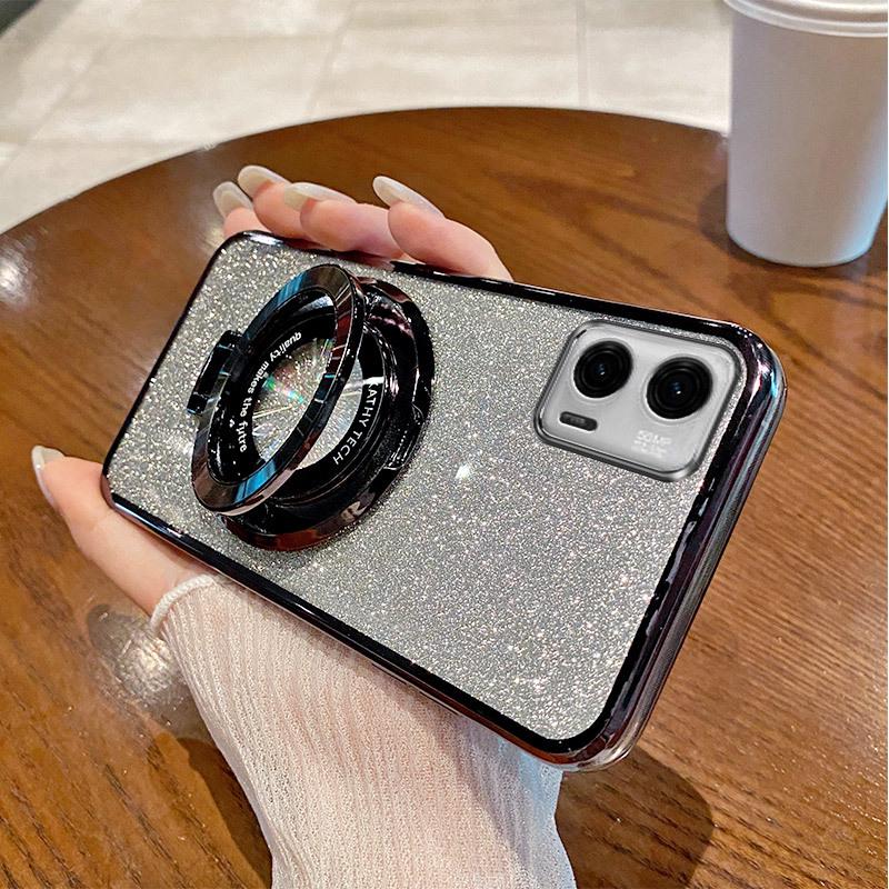 

Блестящий магнитный чехол-подставка для телефона Motorola G85/E32, гальванизированная мягкая накладка для G70/G42 DGE 30. G85 чёрный