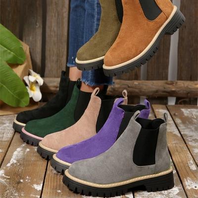 Plus-size Shoes, Round-toed Ankle Boots, Women's Mid-top Elastic Boots