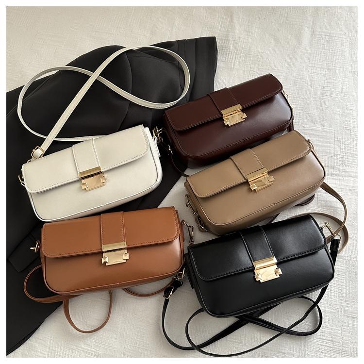 2024 Winter Retro Fashion Lock Buckle Crossbody Bag - Versatile, Stylish Small Square Bag for Women