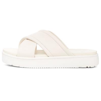 Bequeme Leder-Kreuzriemen-Slipper Damen-Slipper Weiß 1128635-JLTH