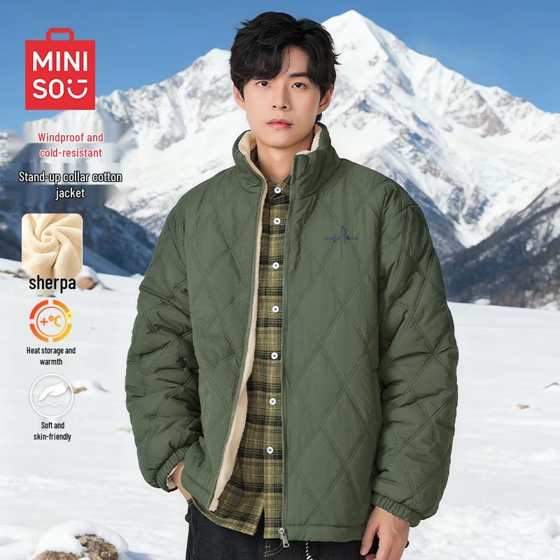 MINISO Men's 2025 Winter Diamond Quilted Stand-Collar Padded Jacket